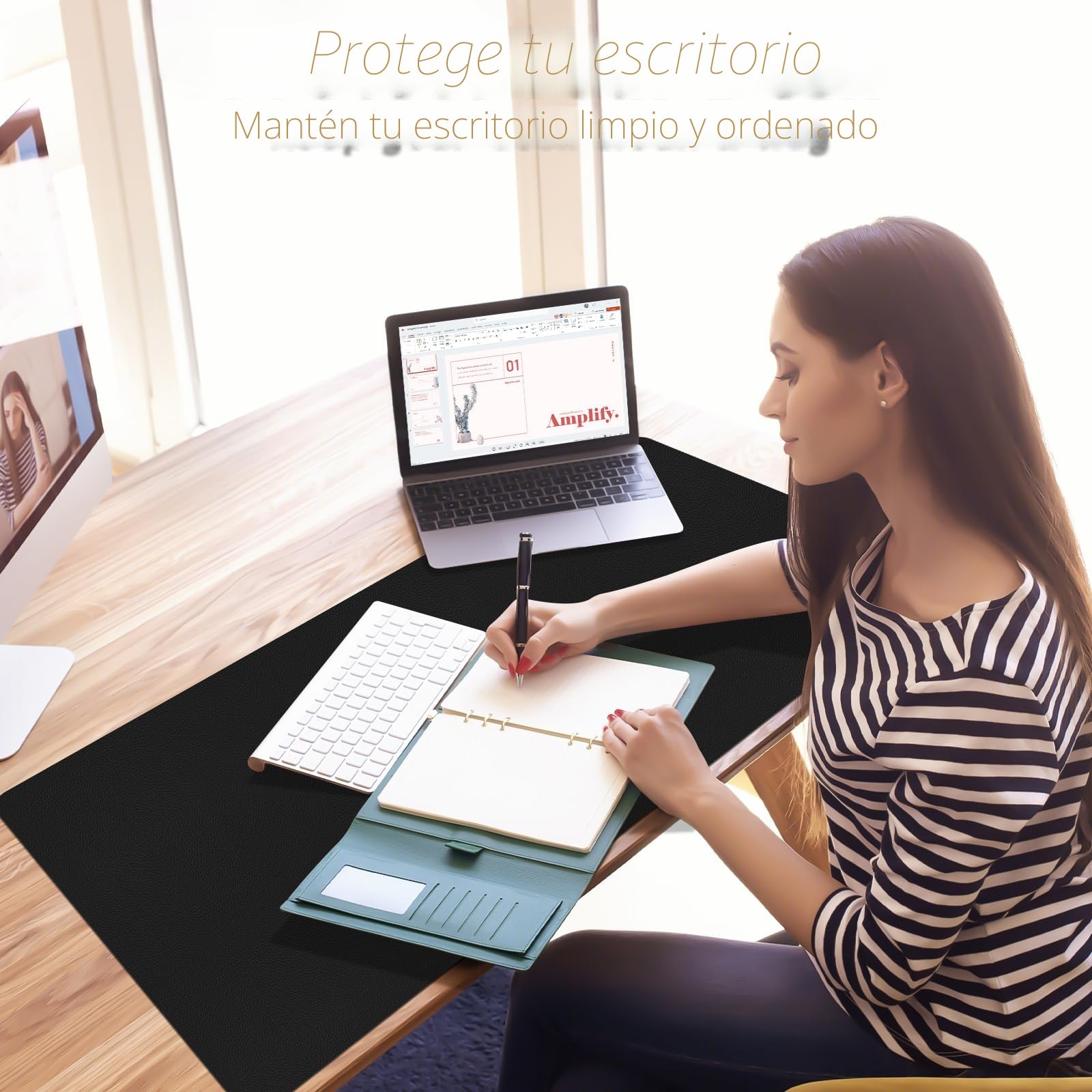 Niviy Alfombrilla Escritorio Negro Tapete Escritorio de Cuero PU Impermeable y Antideslizante Desk Mat Duradero Protector Mesa Escritorios para Oficina y Hogar 80x40cm