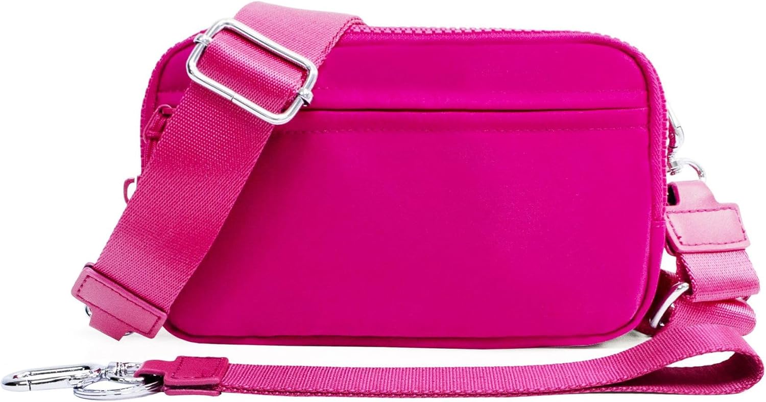 Gold Blush DualMode 2 in 1 Wallet – Nylon Wristlet & Crossbody Bag for Women, Fits Most Smartphones