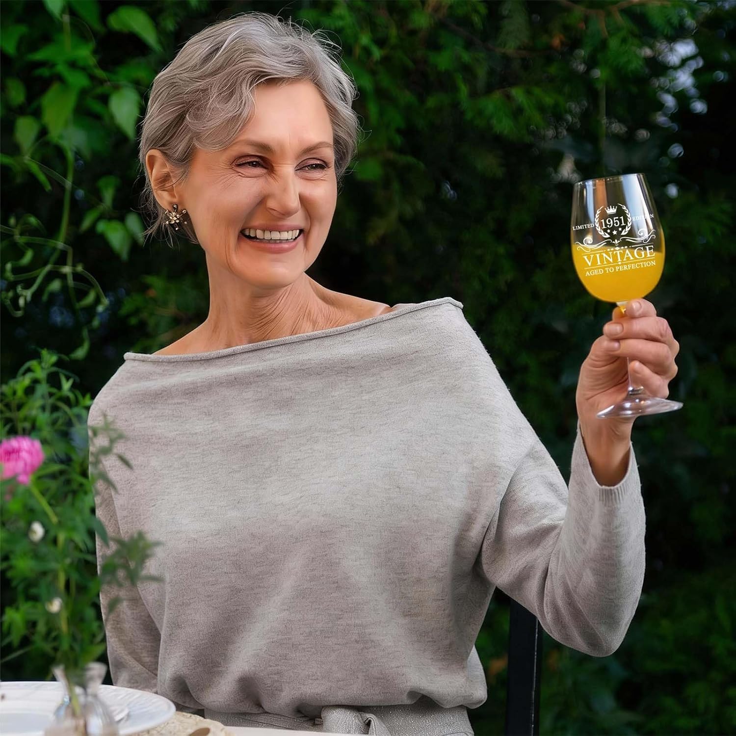 75th Birthday Gifts for Women, 1951 Vintage 18 oz Stemmed Wine Glass, Back in 1951 Old Time Information, 75th Brithday Gifts for Her, 75 Year Old Birthday Decorations for Female, Gift for Women 75s - Image 3