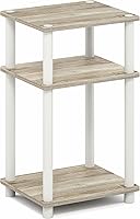 Vista 7 de Furinno Turn-N-Tube Mesa auxiliar, mesa auxiliar de 3 niveles con estante abierto, mesita de noche de montaje sin herramientas, mesa de noche