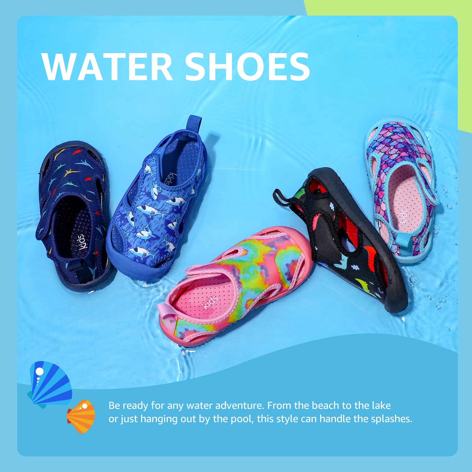 STQ KIDS Toddler Water Shoes Boys Aqua Socks Quick Dry Cute Outdoor Sports Shoes for Beach Swim Surf 7 US Toddler Blue