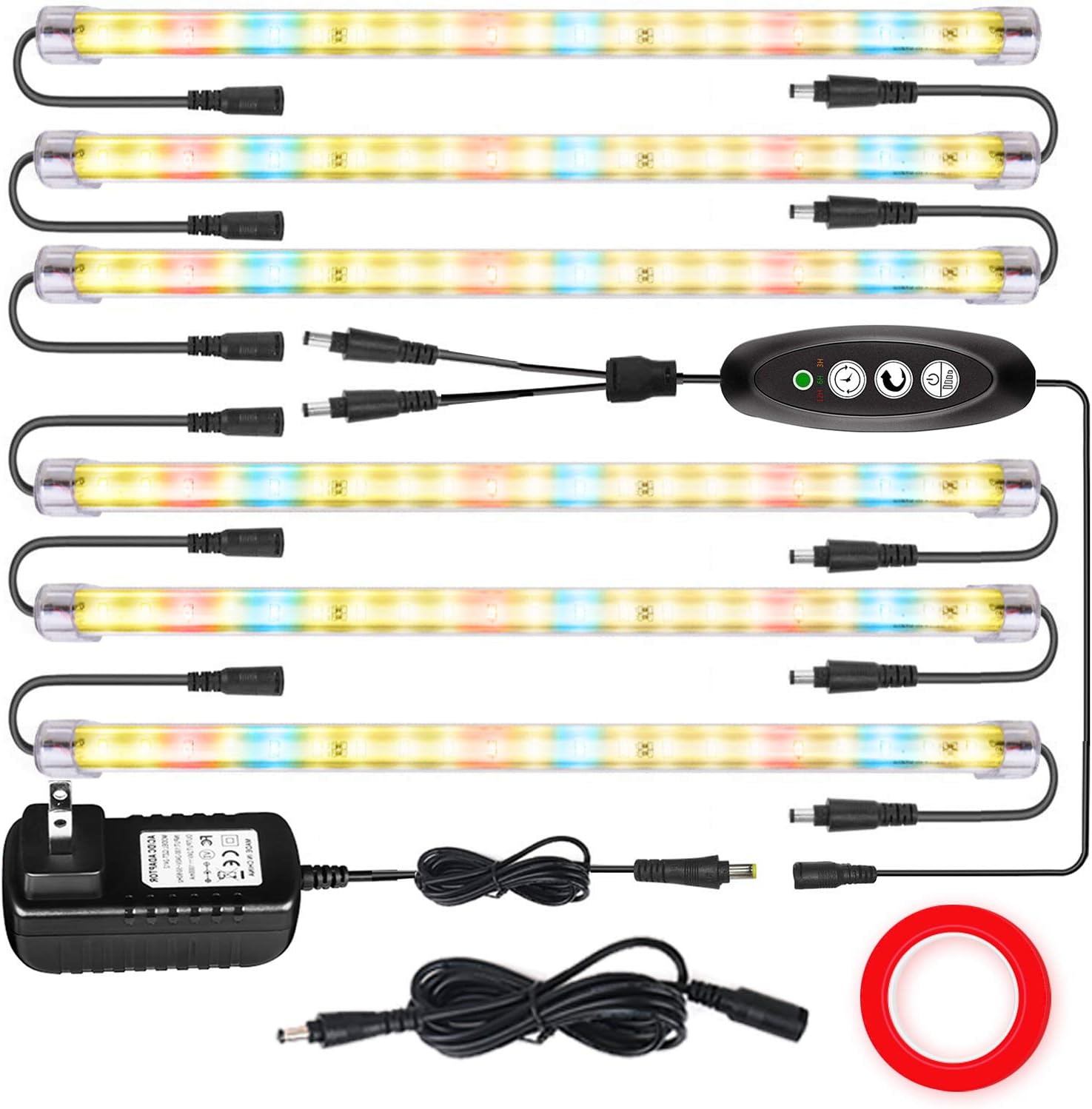 FREGENBO LED Plant Grow Lights Strips for Indoor Plants Full Spectrum with Auto ON & Off Timer, T5 Sunlike Grow Lights Bar Growing Lamps for Greenhouse Shelves Hydroponics Succulent, 4 Dimmable Levels