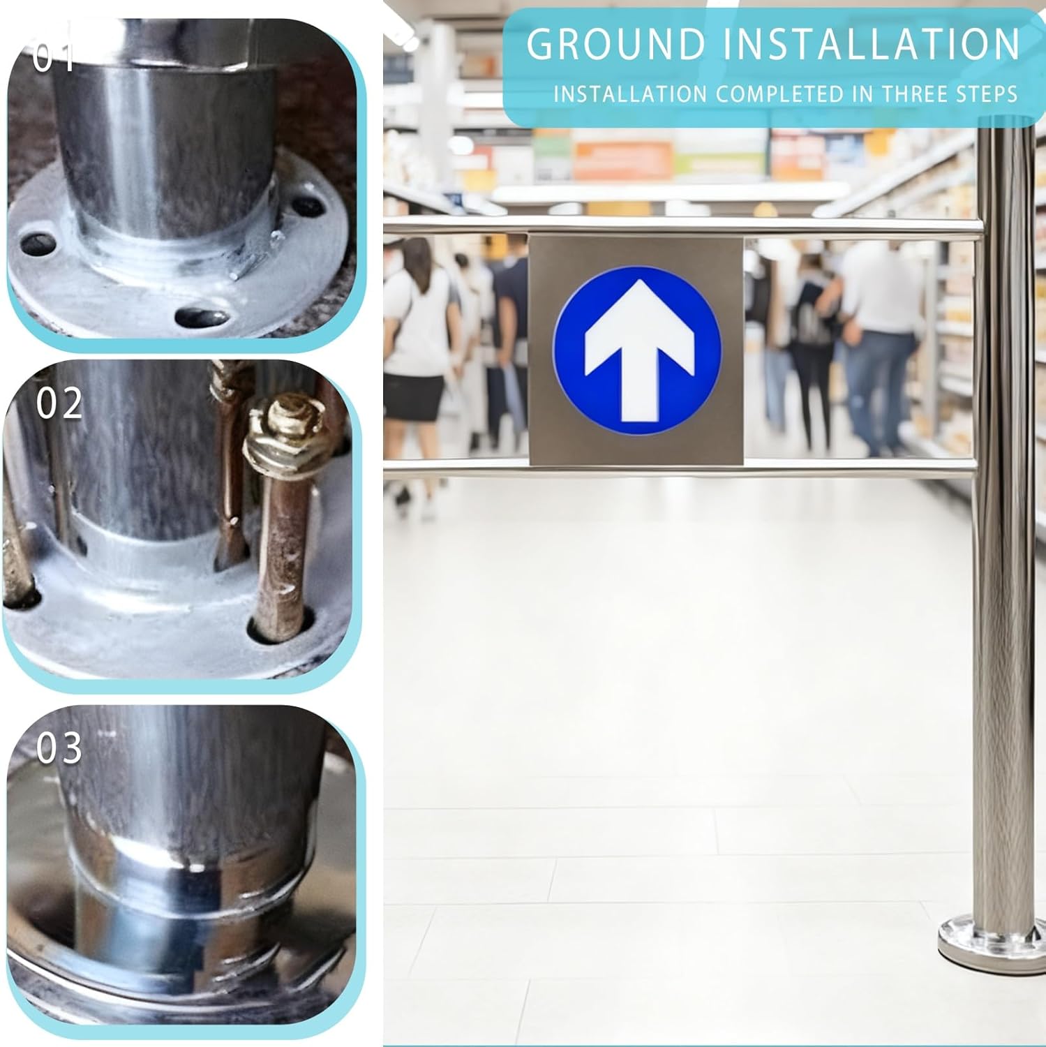 Automatic Swing Security Gate for Market Entry One-Way 90cm x 100cm Pivoting Door Entrance Barrier Easy Access Safety Portal Ideal for Commercial Use