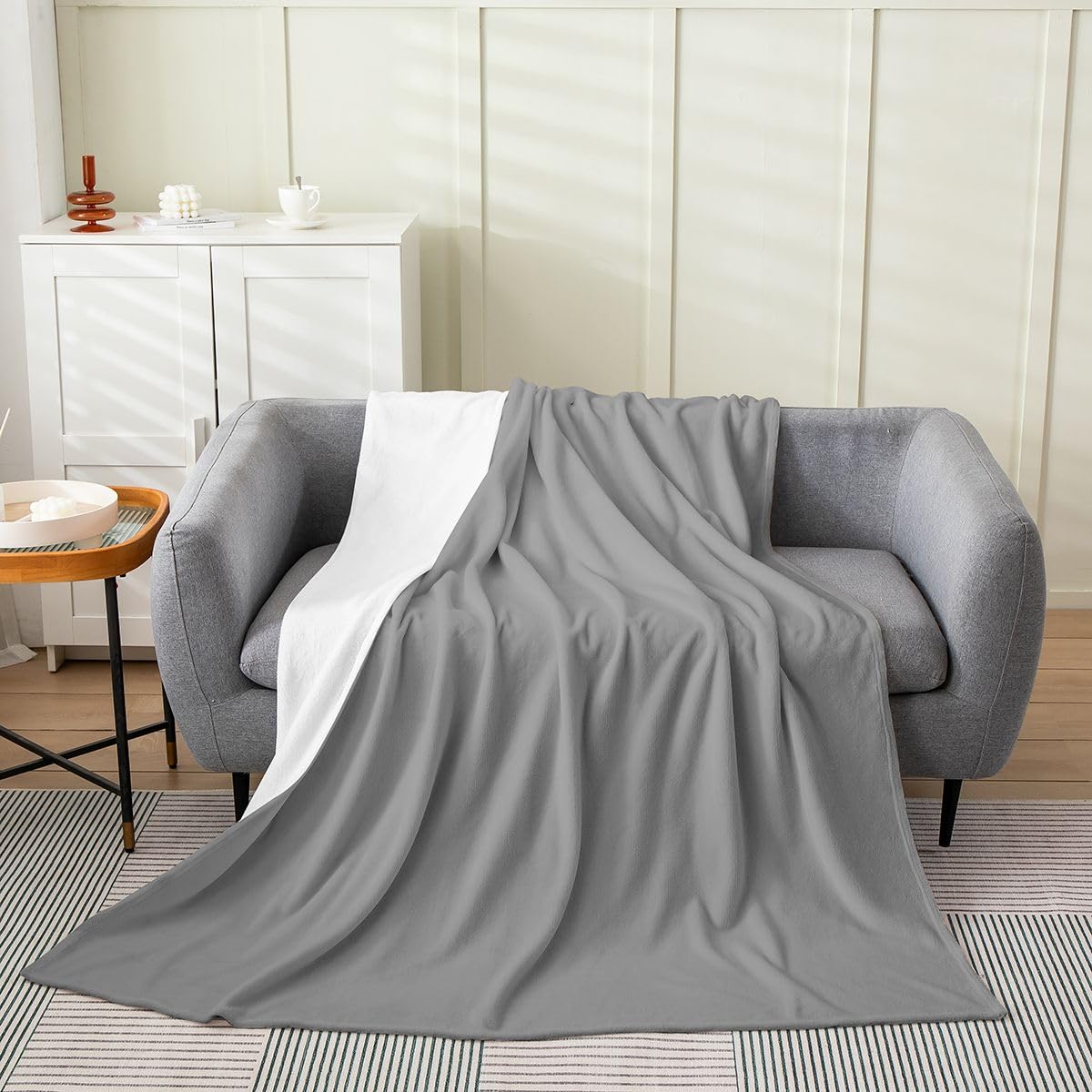 Loussiesd Manta de forro polar gris, tamaño Queen, 90 x 90 pulgadas
