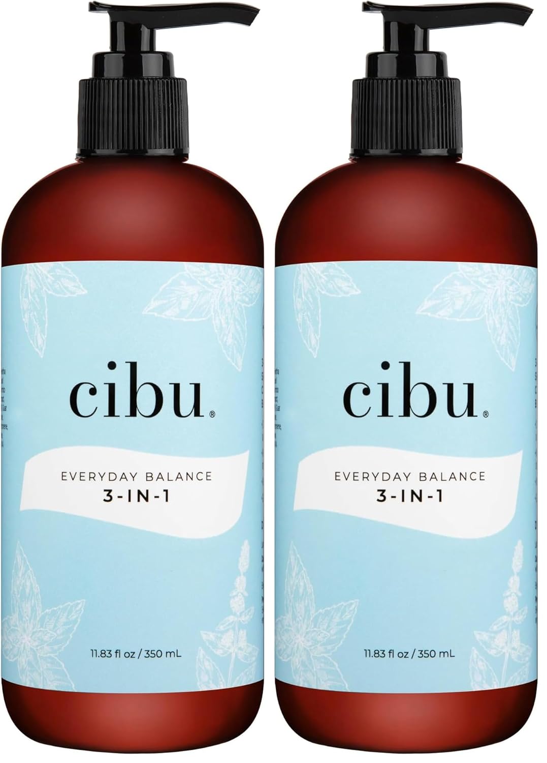 CIBU Shampoo, Conditioner & Body Wash 30021, 11.83 fl oz (350 ml), Sulfate-Free, Fresh Scent, For All Skin & Hair Types, Men/Women Hair, Body, Face & Bubble Bath (Pack of 2)