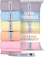 Trailoom Microfiber Gym Towels - Quick Dry, Super Absorbent, Odor-Resistant Workout Towels for Yoga, Tennis, Running - Set of 5 Pastel Colors