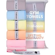 Trailoom Microfiber Workout Towels - Quick Dry, Highly Absorbing, Odor-Free, for Women & Men - Gym Sweat Sports Towel for Hot Yoga, Tennis, Running, Exercise, Working Out, Camping, Set of 5 Pastel