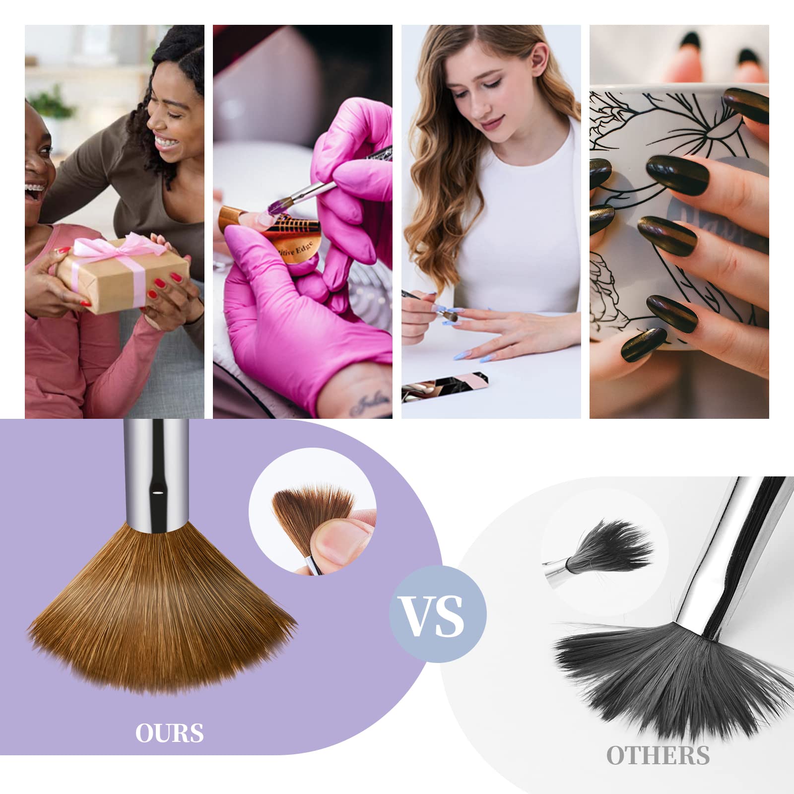 Pincel acrílico para arte de uñas, tamaño 16, 100 % puro, pelo Kolinsky, cepillo ovalado para aplicación acrílica, herramienta profesional de manicura para extensión de uñas, bolígrafo de
