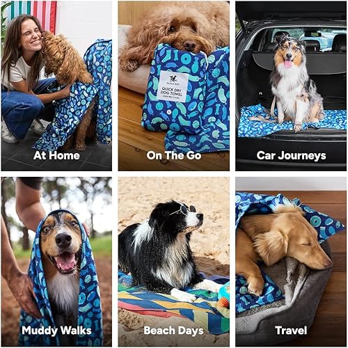 Miniatura 5 de Dock & Bay Toalla para mascotas - Toallas para perros superabsorbentes y de secado rápido con bolsa - 100% recicladas - Una cena de perros, mediana