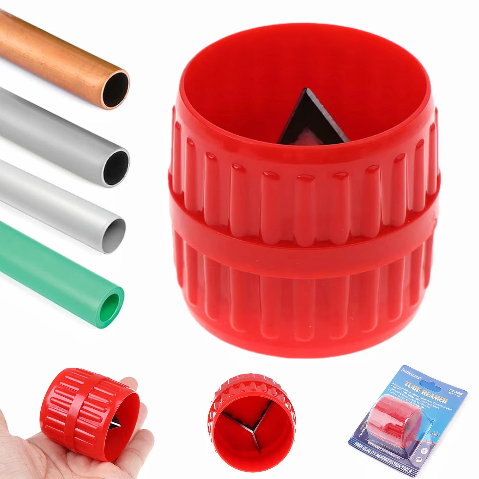Sunkizzrs® Pipe Deburring Reamer — 3/16" to 1-1/2" Tube Reamer | Inner-Outer Reamer Tubing Chamfer Tool for PVC/PPR/Copper/Brass/Aluminium Pipes (Alloy Steel Blade)-image-16
