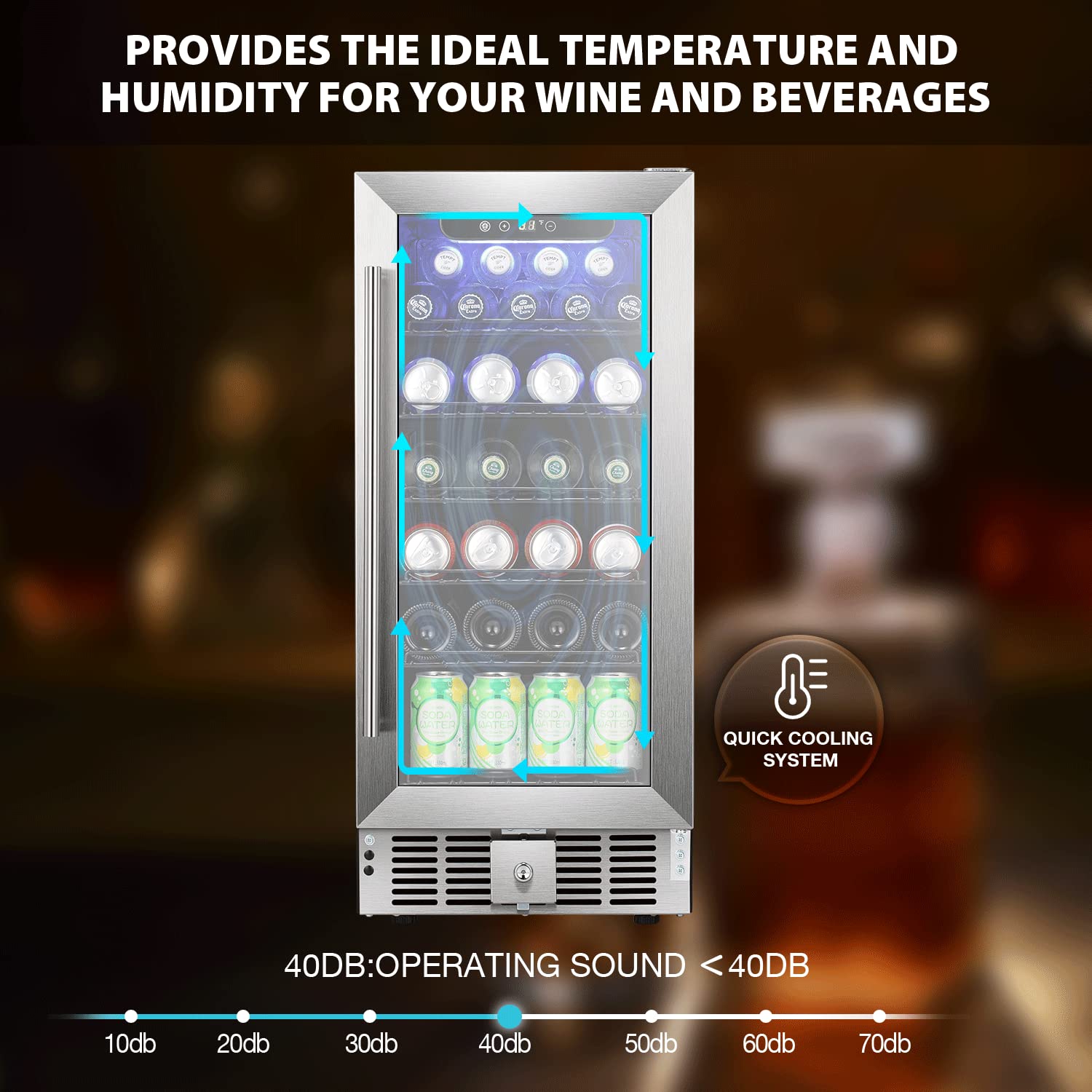 Cowsar Wine Fridge 15inch Beverage Refrigerator 2.9 Cu.Ft. Freestanding Or Under Counter Cooler Stainless Steel Beer Fridge Mini Etl Approved on Fridge.com - View 5