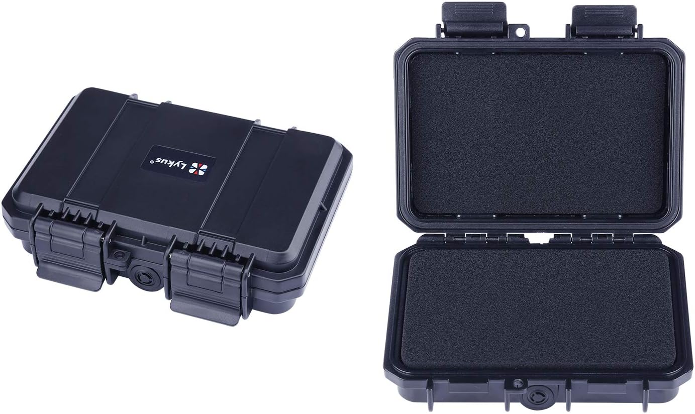 Lykus HC-1410 Mini Hard Case Dry Box with Foam Insert, Interior Size 14x9x3.8 cm, IP66 Splash-Proof