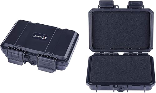 Lykus HC-1410 Mini caja rígida seca con inserto de espuma, tamaño interior 5.51 x 3.54 x 1.46 pulgadas, IP66 a prueba de salpicaduras, adecuada para