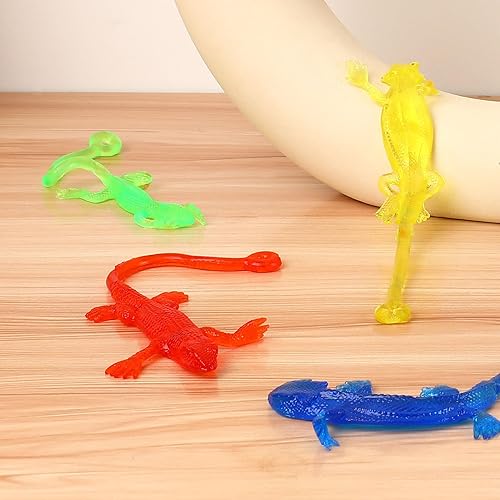 Miniatura 9 de PATKAW Juguete de lagarto adhesivo 24 piezas de juguetes divertidos de Geckos pegajosos para niños, lagartos elásticos, manos de gecko, figuras de