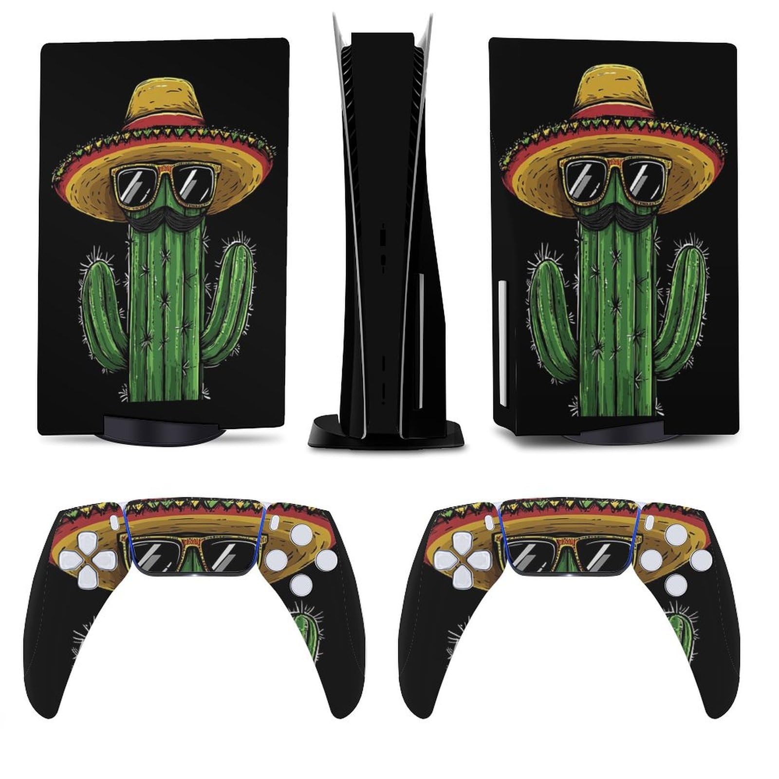 Cactus Sunglasses Sombrero for Model 5 Skin Console and Controller Accessories Cover Skins Anime Vinyl Cover Sticker Full