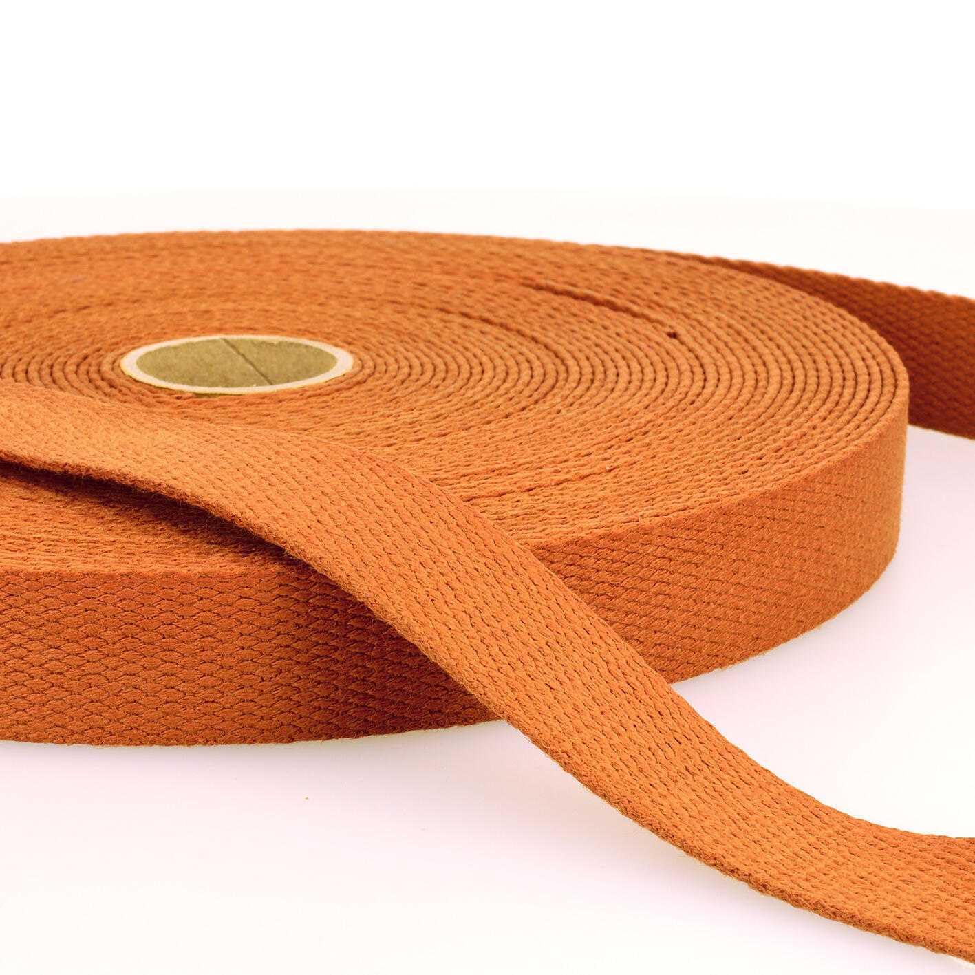 25mm Cotton Webbing 2mm Strap 231D, 046 Rust Terracotta, 1 Metre