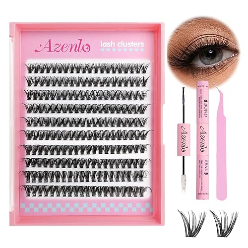Miniatura 10 de Extensiones de pestañas Azenlo 40D+60D en racimo, 240 unidades, kit de pestañas individuales, 10-16 mm, kit de pestañas en banda delgada (kit KIT