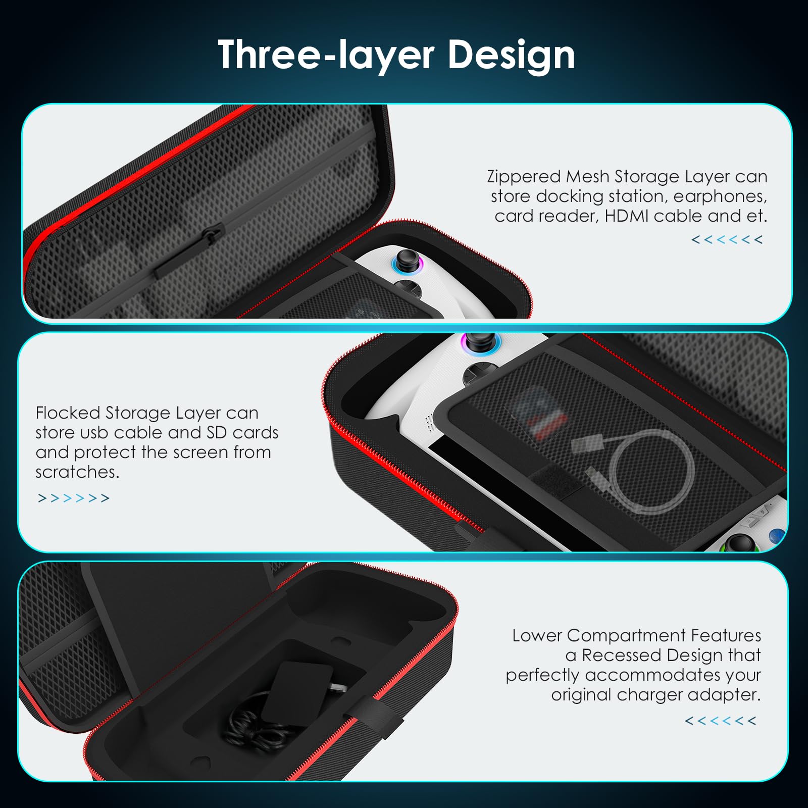 JDGPOKOO Hard Carrying Case for ASUS ROG Xbox Ally & ROG Xbox Ally X 7" 2025, 7 in 1 Accessories Bundle with 2 Screen Protectors, 4 Thumb Grip Caps, Portable Travel Storage Bag Fits Adapter, Cable - 4