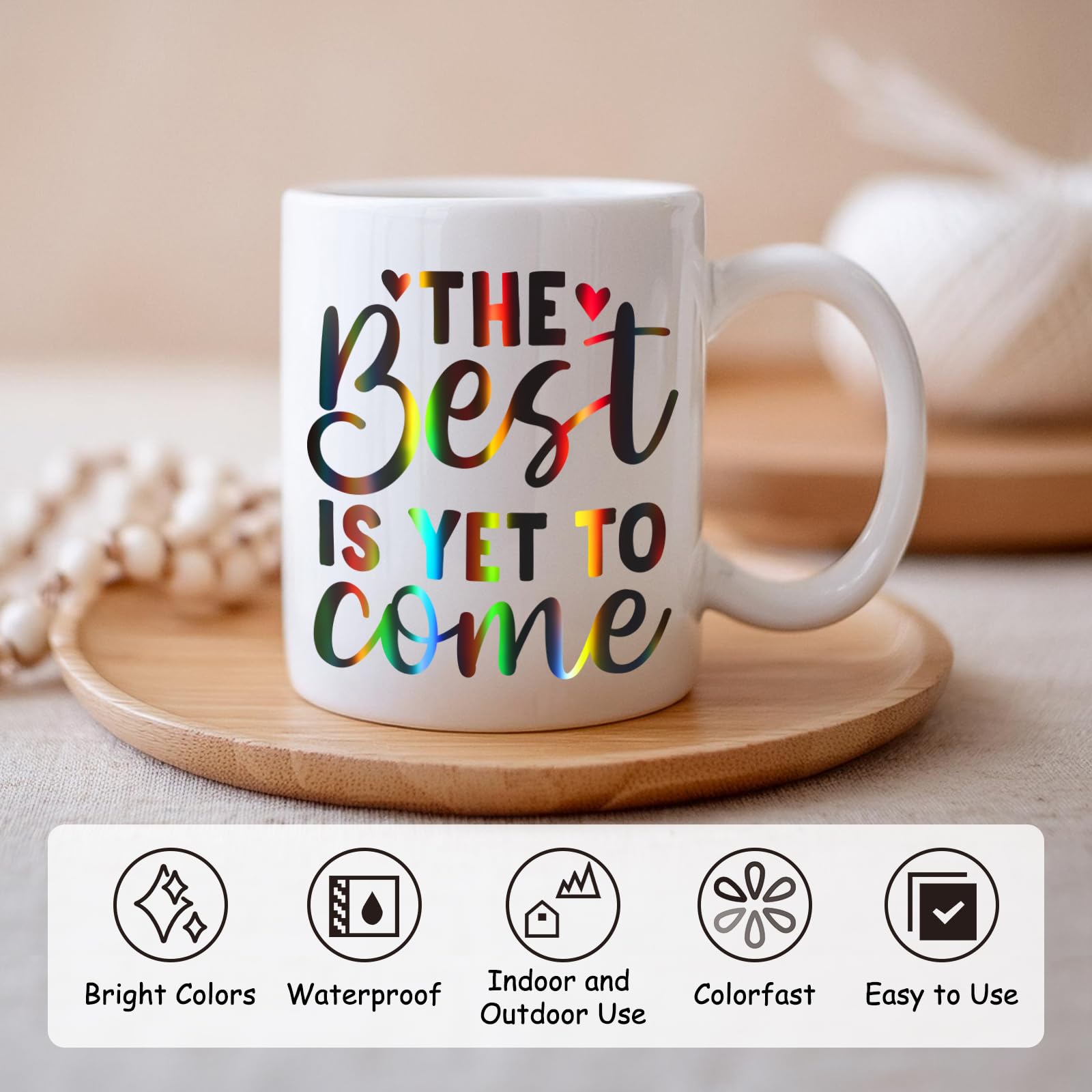 GIRAFVINYL Black Holographic Vinyl - 12" X 10FT Rainbow Black Holographic Adhesive Permanent Vinyl for Cup, Sticker, Home and Car Decorations