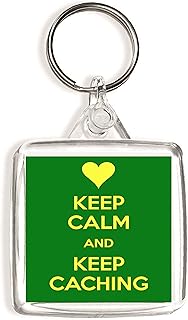 Keep Calm and Keep Caching - Square Keyring