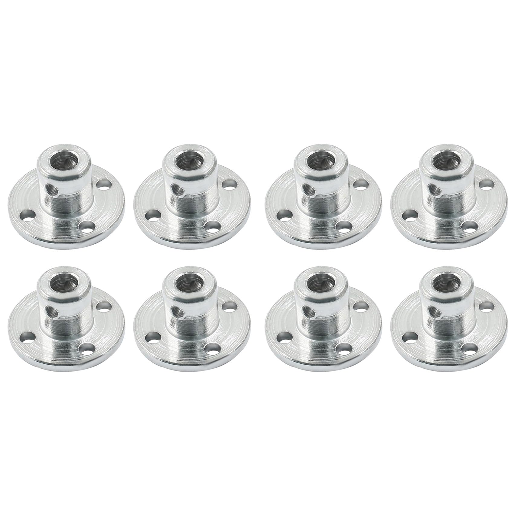Jnchdghwa Silver 8 Pcs 5Mm Metal Flange Shaft Coupling Rigid Flange Coupling Motors Guide Shaft Bearing