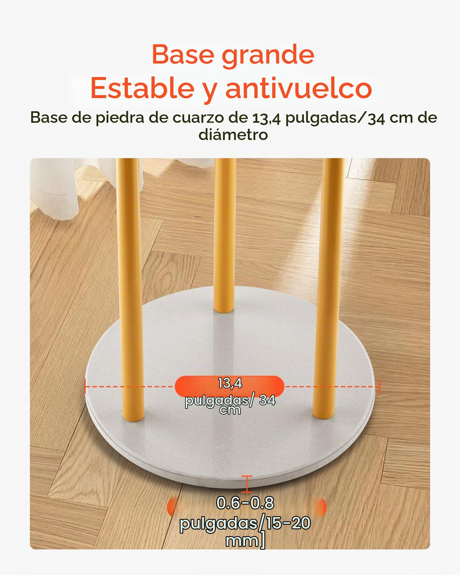 VEVOR Perchero de Pie con Base de Cuarzo y 9 Ganchos, Ideal para Entrada, Dormitorio, Oficina y Sala de Estar, Perchero Moderno para Abrigos, Sombreros, Bufandas y Bolsos, 340 x 340 x 1700 mm
