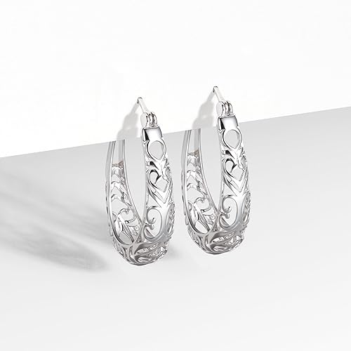 Miniatura 9 de Sterling Silver Filigree Hoop Earrings