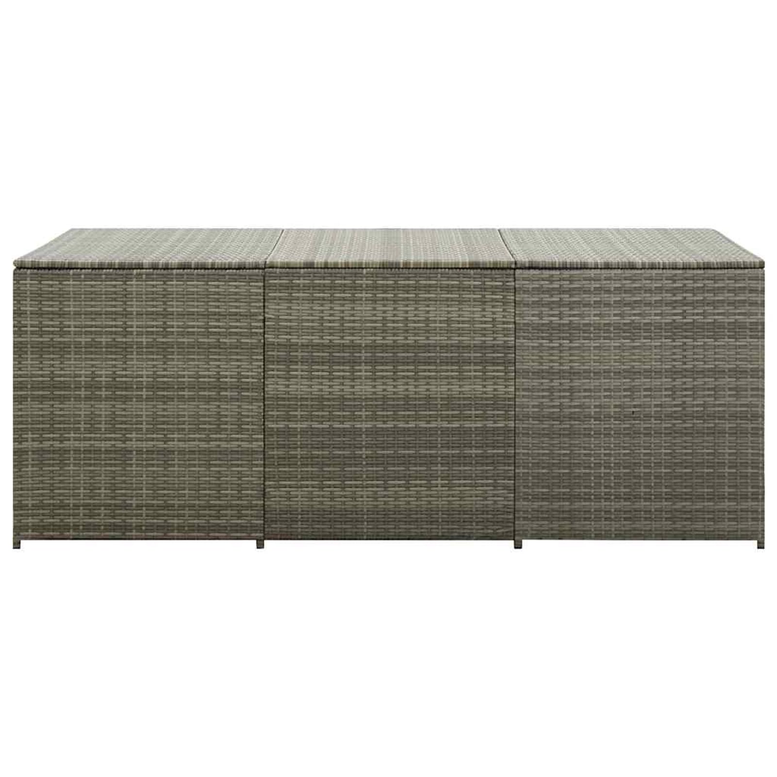 Baule in Polyrattan per Esterni, Grigio, 180x90x70 cm, Resistente alle Intemperie, con Rivestimento Interno in PE e Molla a Gas per Apertura Facile, Ideale per Giardino
