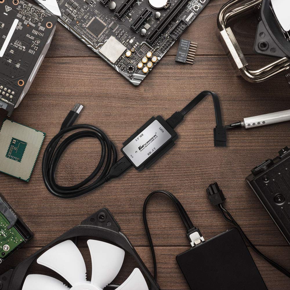 Kingwin Uniwersalny adapter USB 3.0 na SSD/SATA/IDE do 2,5-calowych, 3,5-calowych, 5,25-calowych dysków twardych. Kompatybilny z (SATA I/II/III) HDD, [Hot Swappable], prędkość 5 Gb/s, UASP. Łatwe
