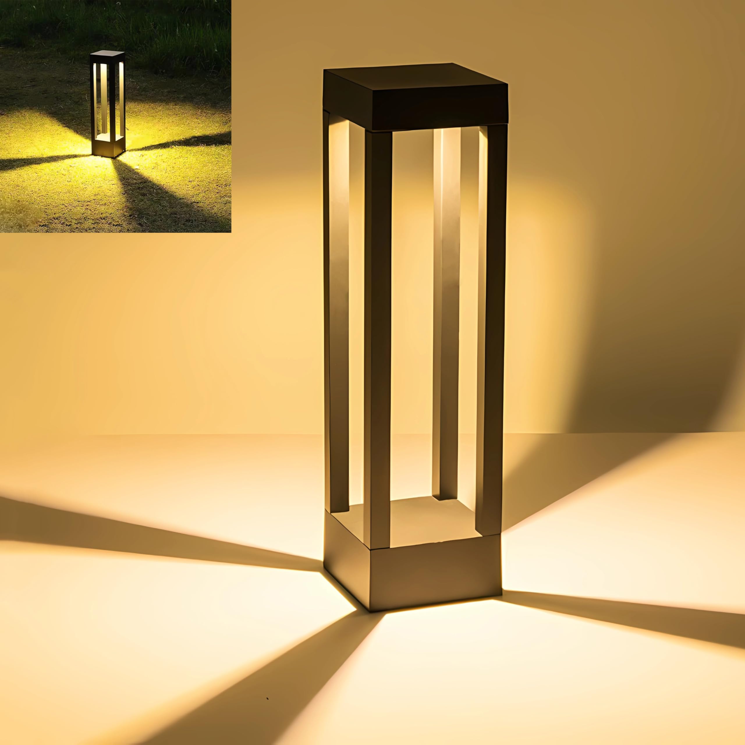 Pageone LED Wegeleuchten Außen 10W, 40CM Wegbeleuchtung Aussen Schwarz | Pollerleuchte Standleuchte Außen für Garten, Wasserdicht Gartenleuchte IP54, Aluminium, Warmes Licht 3000K (40cm)