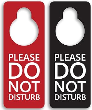 Do Not Disturb Door Sign, 2 Pack Black/Red Double Sided for Home & Office
