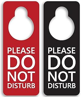 Do Not Disturb Door Hanger Sign 2 Pack (Black & Red Double Sided) Please Do Not Disturb on Both Sides, Do Not Disturb Door Sign for Office, Home, Clinic, Dorm, Online Class, Meeting Session and More