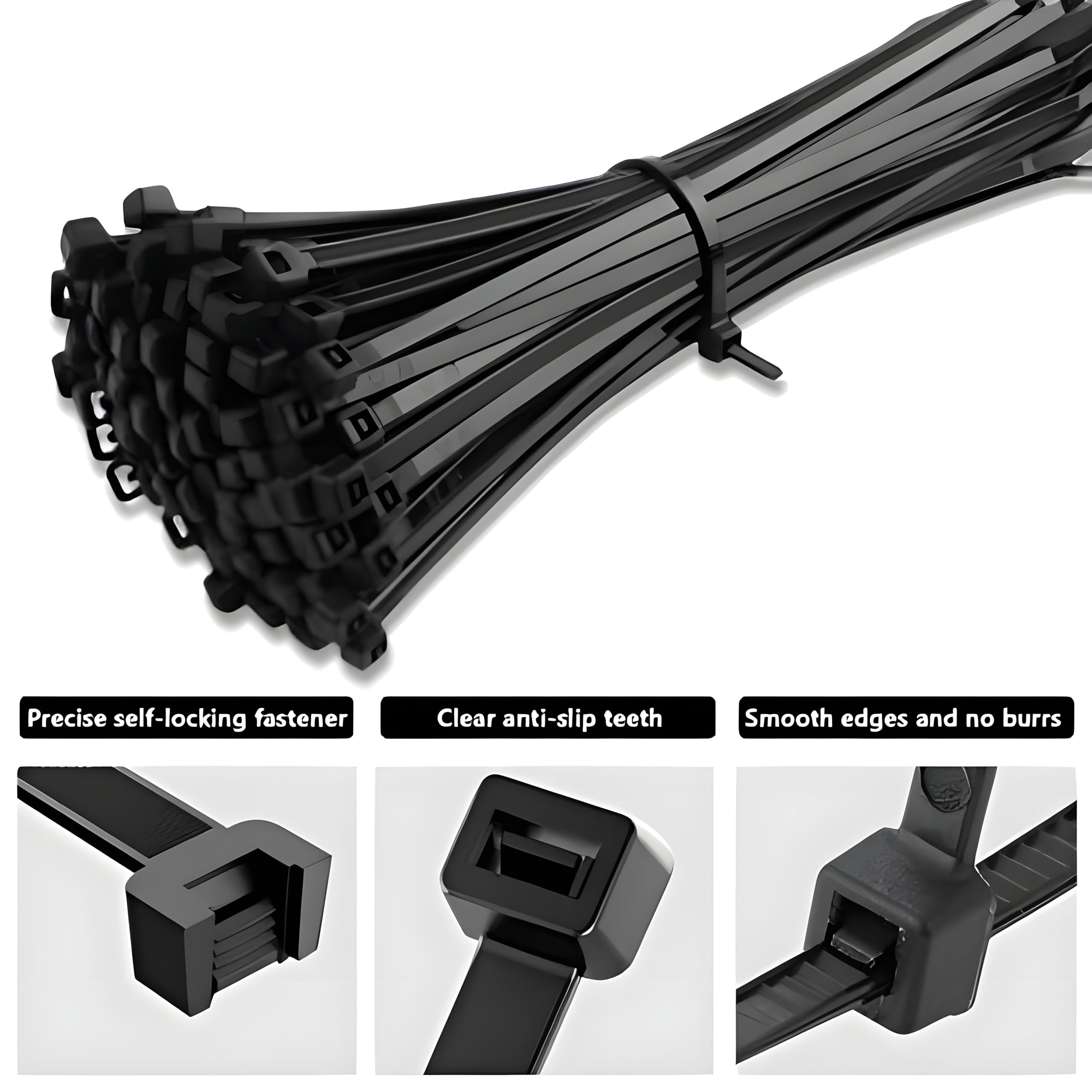 Oblivion Cable Ties - 100 Pack, Self Locking -3 Oblivion Cable Ties - 100 Pack, Self Locking -3