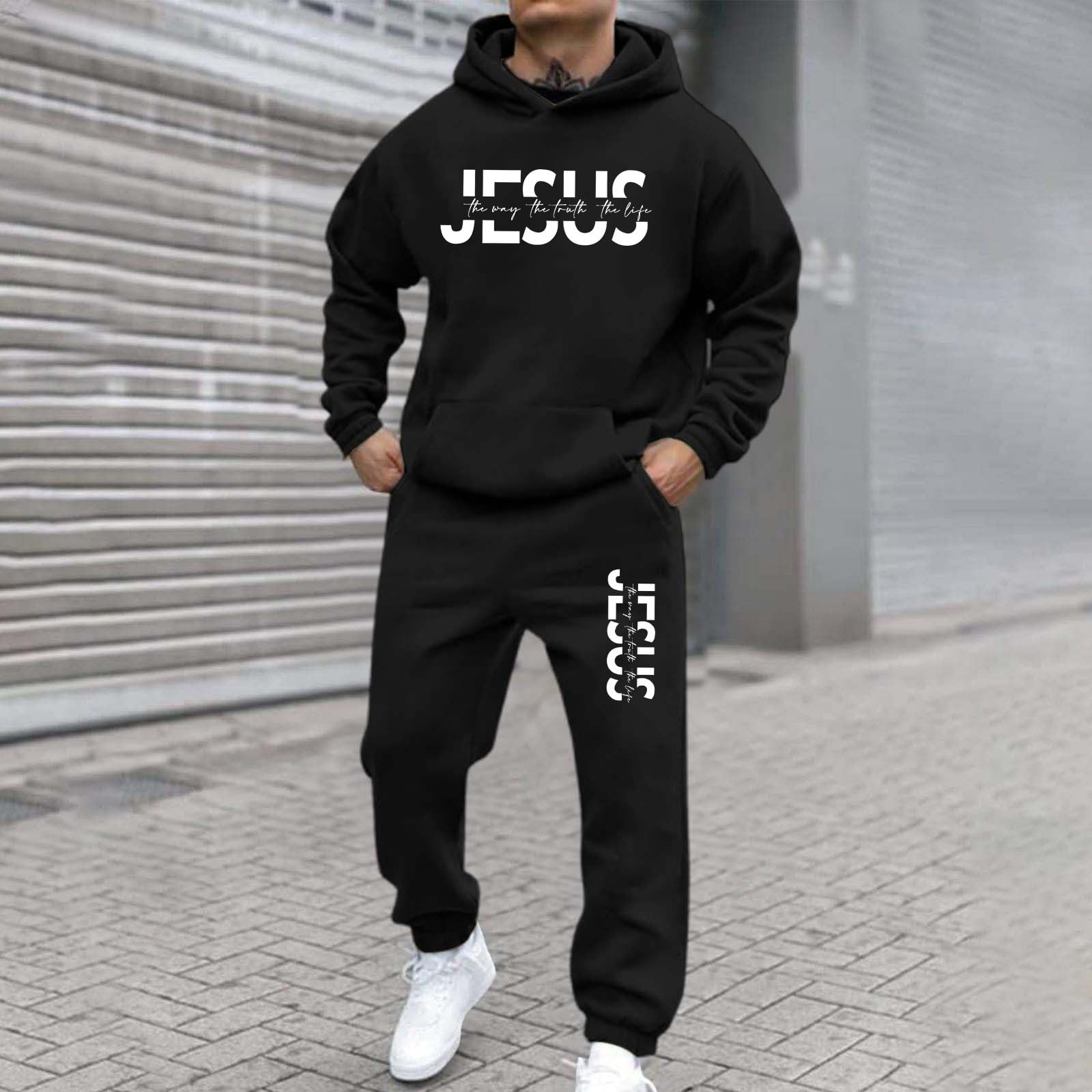 WWricotta Felpa uomo casual con stampa lettere, vestibilità ampia, jogger coordinato, autunno inverno, look quotidiano/A