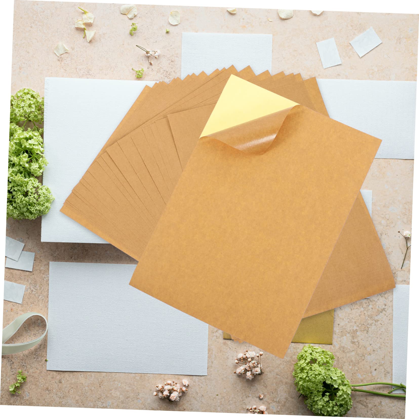 Papier Autocollant pour Étiquettes A4 100 Feuilles en Papier Kraft