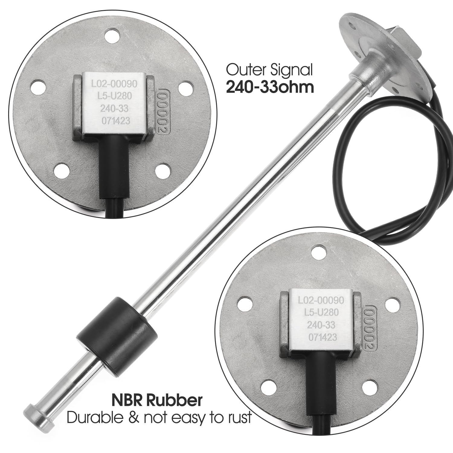 Fuel Tank Sending Unit 240-33 ohms 11"(280mm) for Marine Boat Vehicle Truck RV Fuel Water Level Gauge Sending Unit Fuel Gas Sender Stainless Steel Gas Sensor