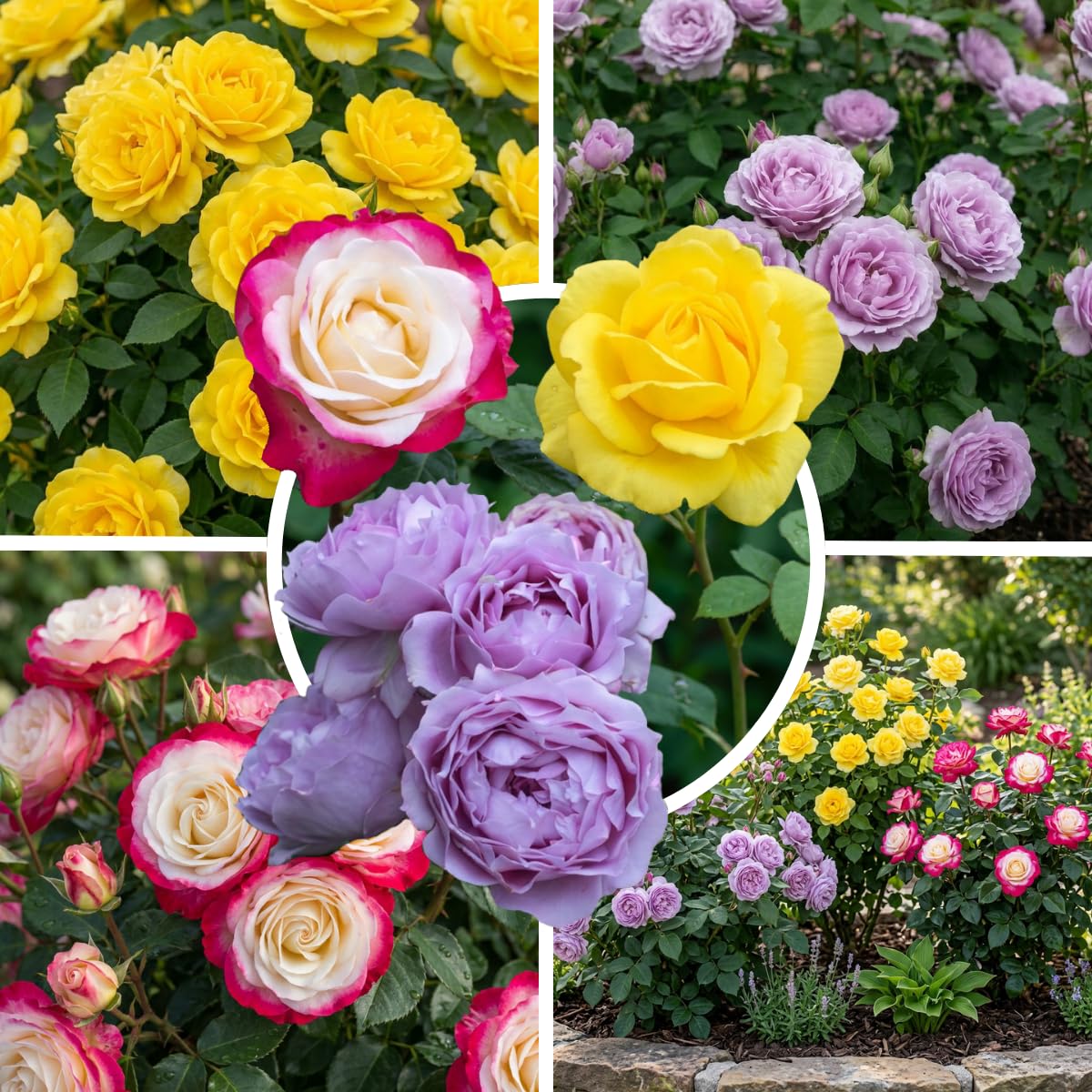 Rosenkollektion Exklusiv 3 Pflanzen, Winterharte Mehrjährige Staude, Duftende Echte Rosen, Große Wurzelnackte Pflanze aus Holland für Garten und Topf (keine Samen)
