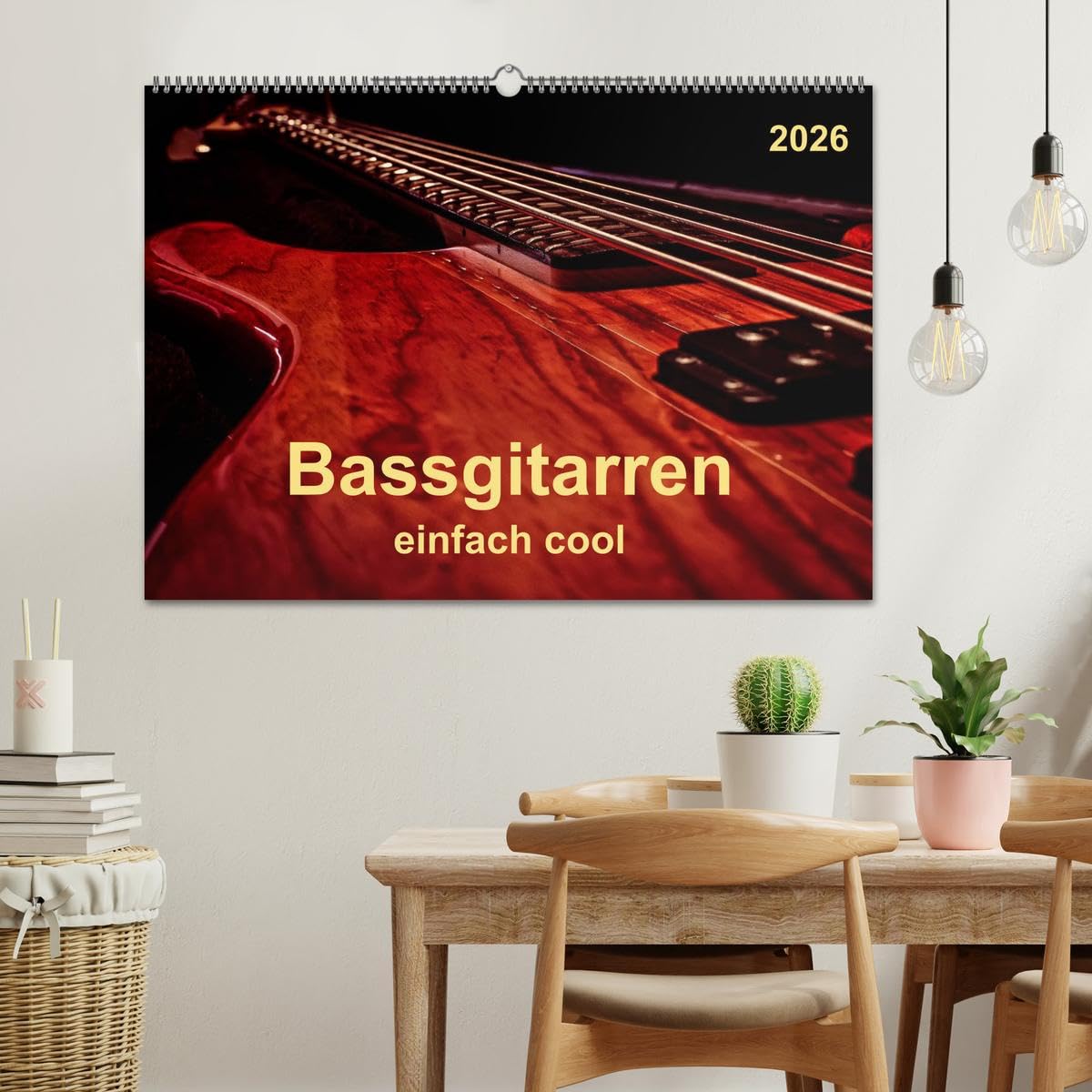 Bassgitarren - einfach cool (Wandkalender 2026 DIN A2 quer), CALVENDO Monatskalender: Der Bass - erst wenn er beginnt zu spielen, fängt das Lied wirklich an.