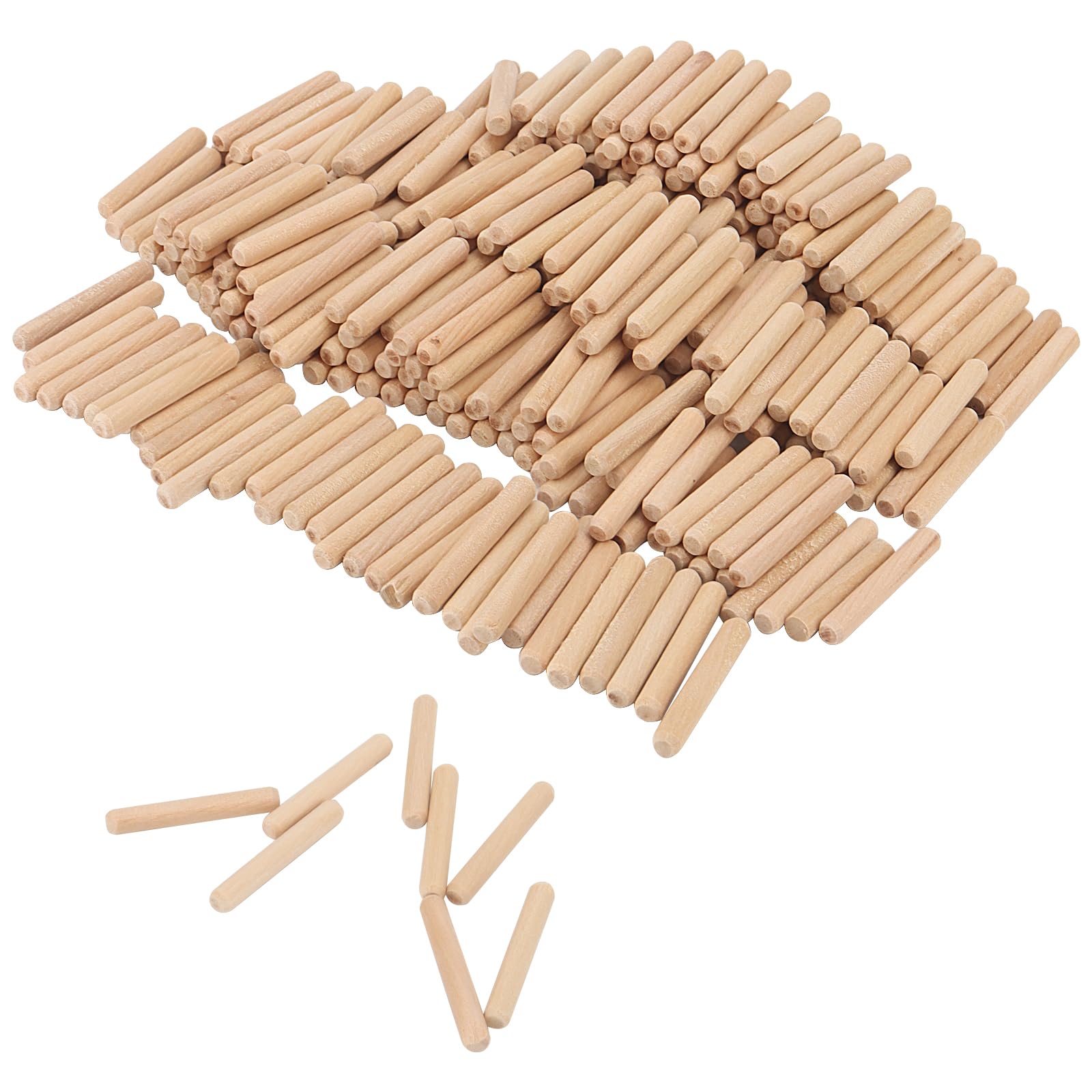 KEILEOHO 1000 PCS 6 x 40mm Wood Dowel Pins, 1/4 x 1.5 Inch Fluted Wooden Dowels Plugs with Beveled Ends