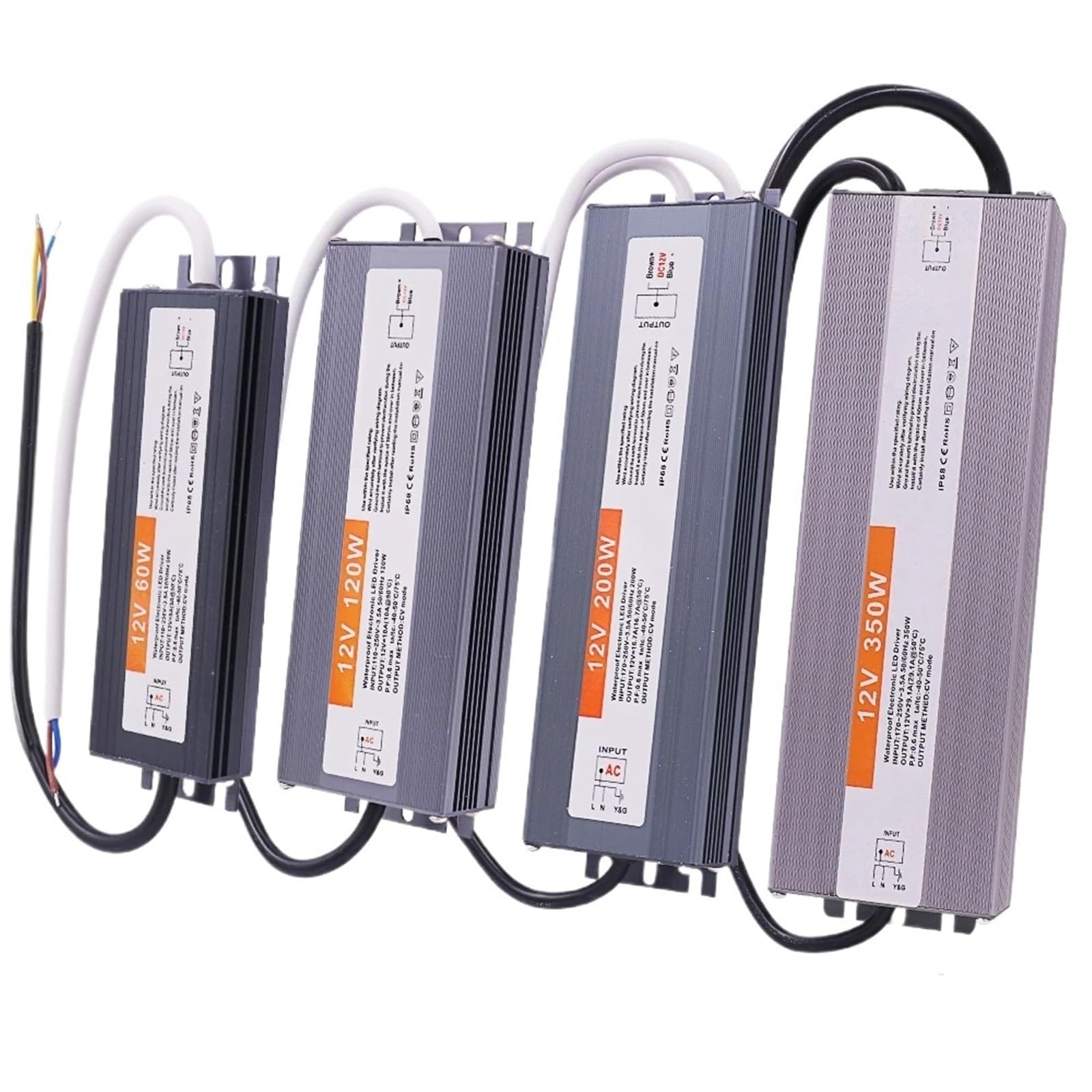 Alimentatore LED impermeabile AC 110V 220V a DC 12V 24V Trasformatore adattatore interruttore 60W 100W 150W 200W 300W 400W 500W(60W,12 V)