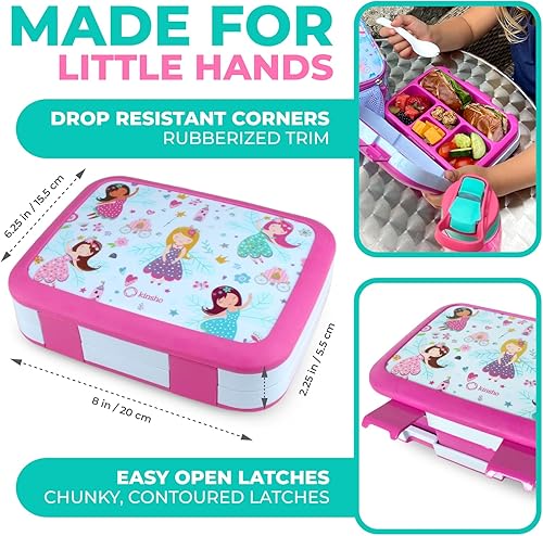 Miniatura 90 de Kinsho - Lonchera bento infantil, 5 secciones para control de porciones, bandeja de plástico desmontable sin bisfenol A, para niños preescolares
