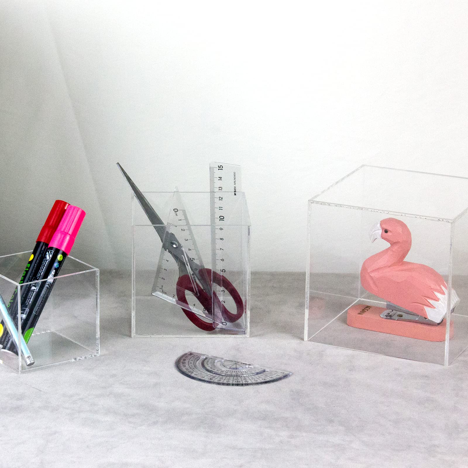 Crystal Display Stands 4-Piece Clear Acrylic Display Cubes - 5-Sided ...