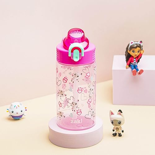 Miniatura 3 de Zak Designs Sage DreamWorks Botella de agua, escuela o viajes, plástico duradero, 16onzas, popote, asa y tapa, boquilla desplegable a prueba de