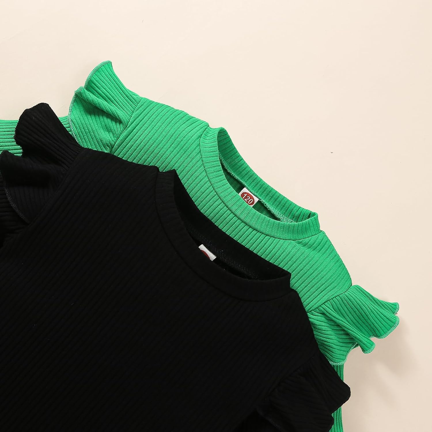 Toddler Girl Shirts Ruffled Long Sleeve Baby Tee Tops, Ribbed Toddler Girl Blouse, Fall Baby Girl Clothes 2-Pack 12M-7Y - Image 4