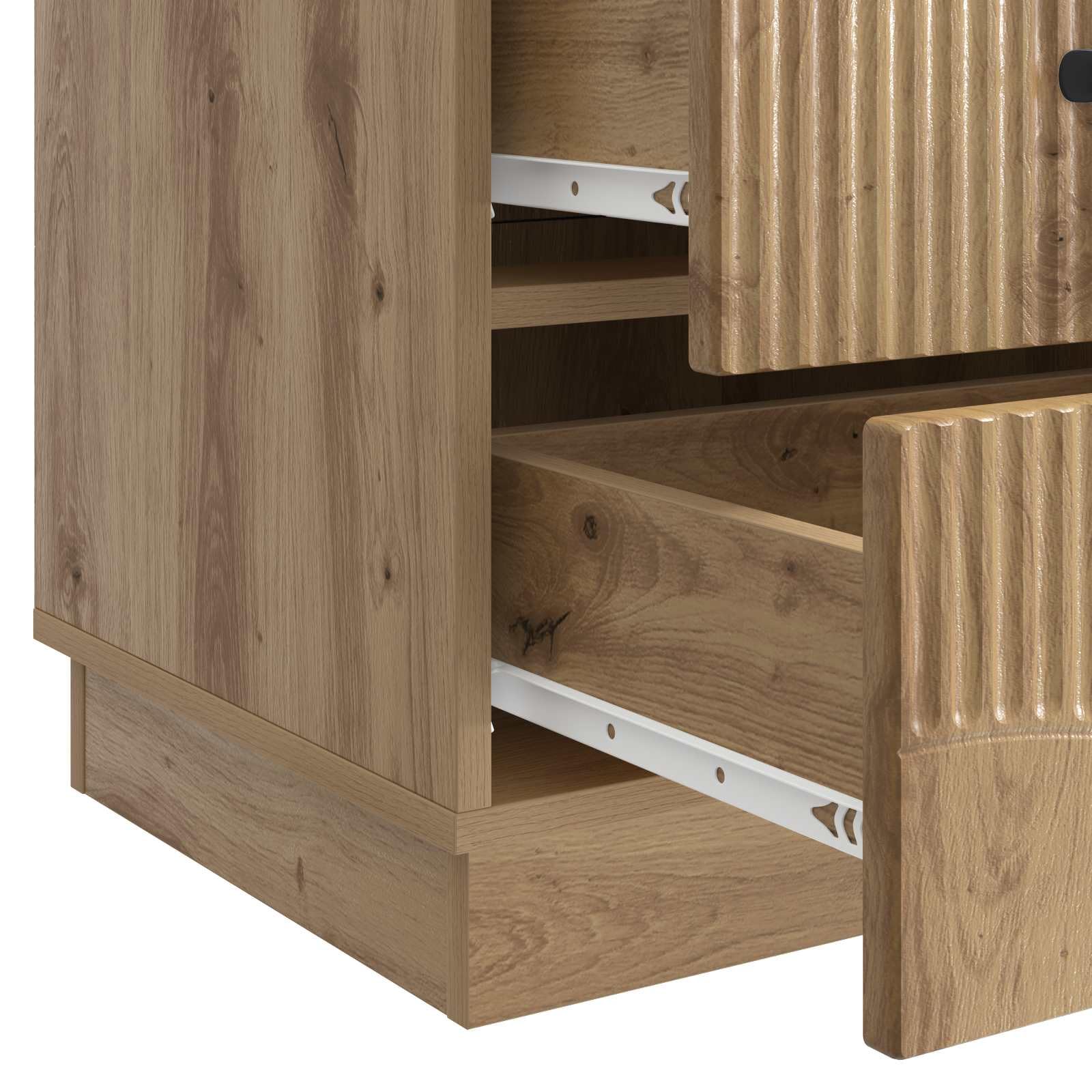 Mesita de noche de madera de roble Artisan, con 3 cajones, 43 x 41 x 63,5 cm, estilo vintage, con espacio de almacenamiento, para dormitorio, salón, pasillo y habitación infantil
