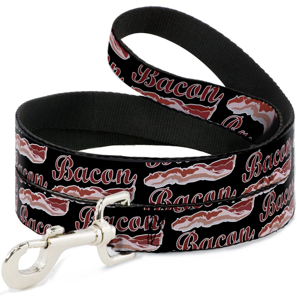 Laisse pour chien Buckle-Down avec sangle ultra-large motif Bacon Baseball Script