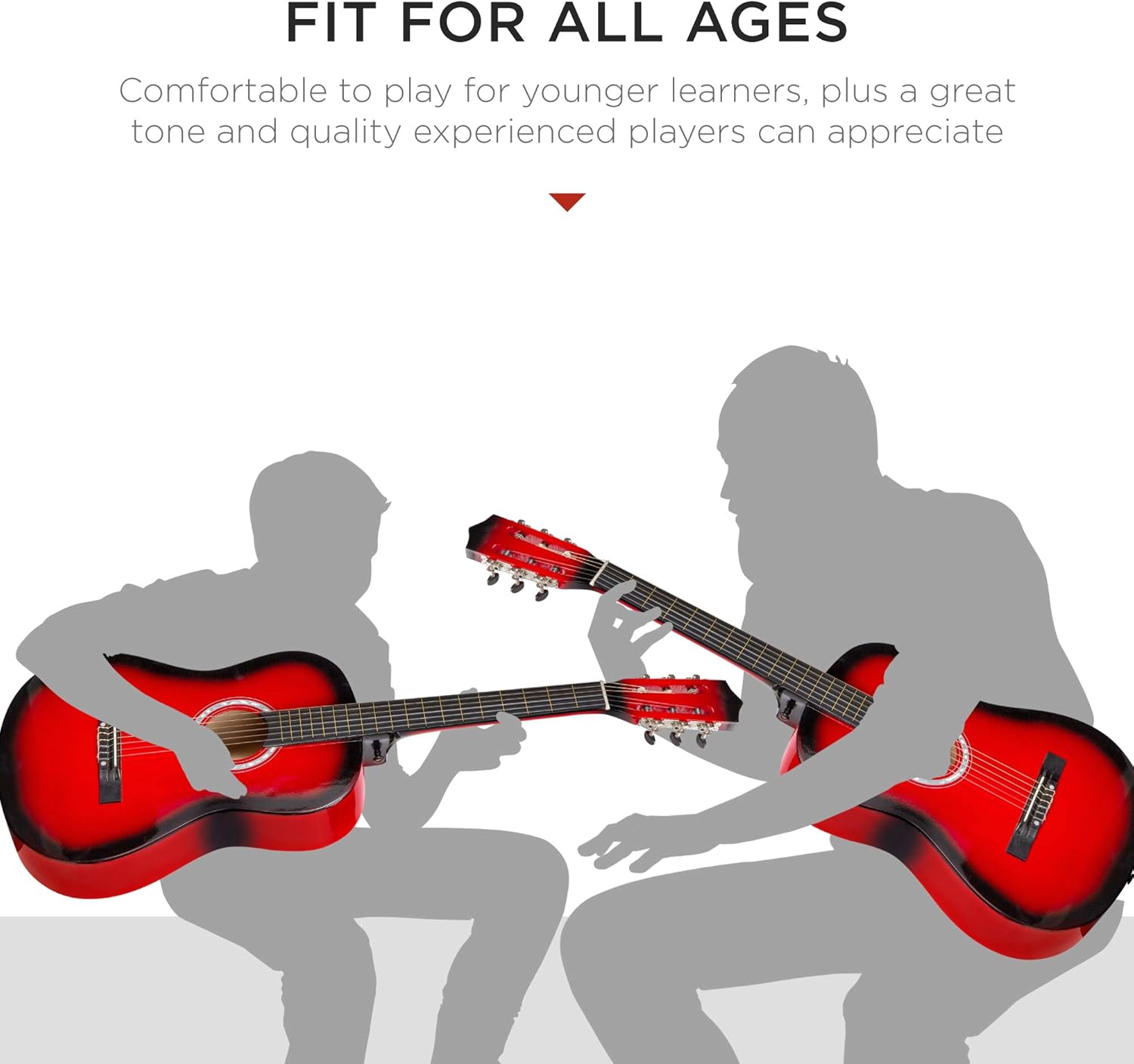 Best Choice Products 38in Beginner All Wood Acoustic Guitar Starter Kit w/Gig Bag, 6 Picks, Nylon Strings, Strap w/Pick Holder - Red Burst