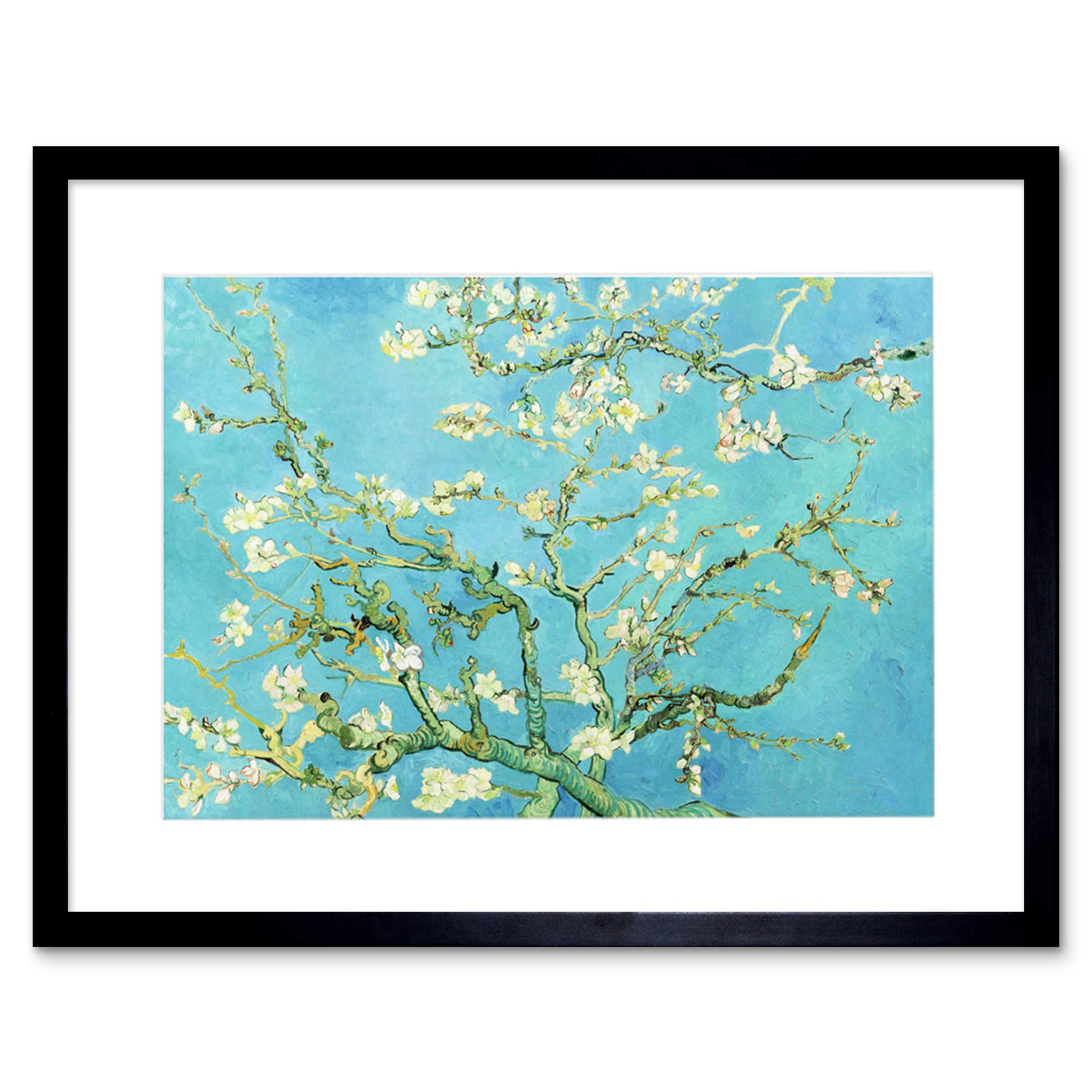 Wee Blue Coo Van Gogh Branches With Almond Blossom 1890 Artwork Framed Wall Art Print 12X16 Inch
