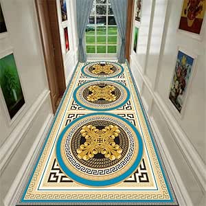 Amazon.com: Puyosvr European Luxury Hallway Rug,2x6ft,Gold Sinuous ...