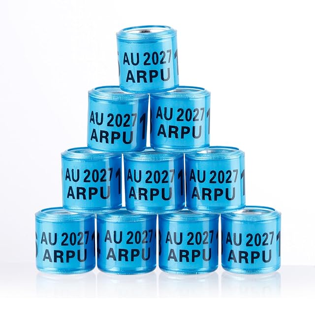 100 Anillos para Patas de Palomas de Aluminio Multicolor para identificar Bandas de plástico con 2027 AU…